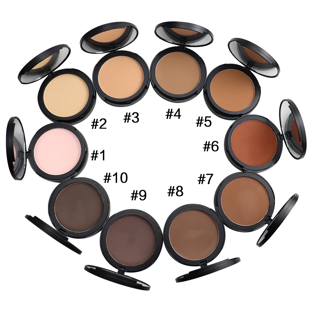

Private Label 5 Colors Waterproof Full Coverage Face Cream Compact Pressed Powder Foundation