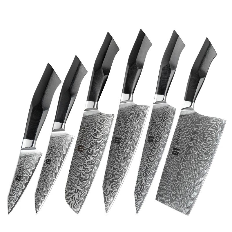 

6 Pcs Chef Knife Set Professional Kitchen Damascus Steel 67 Layers Damascus Steel
