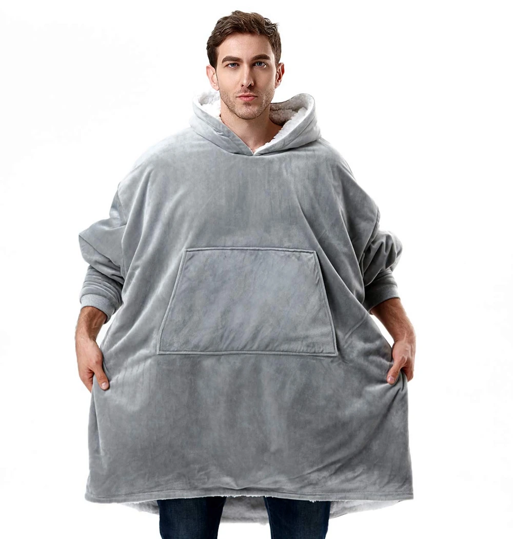 Oversized Sweatshirt Blanket Hoodie Fleece Wearable Print Plush Blanket ...