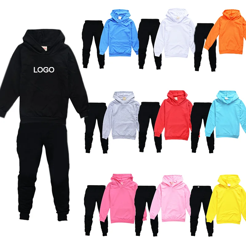 

Fashion 2022 Spring Kids Tracksuits Plain Joggers Set Hoodies Custom Logo Two Piece Set Big Kids Sweatsuits