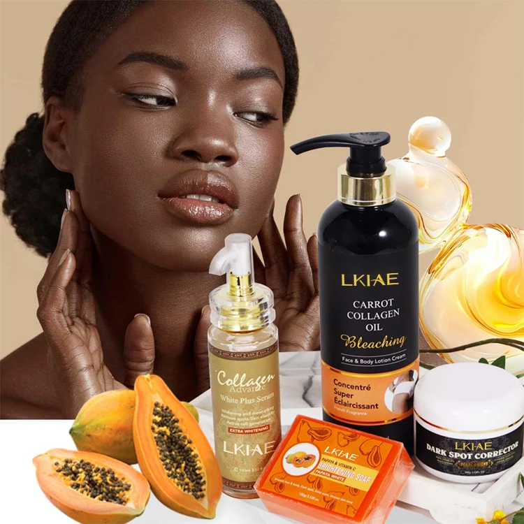 OEM ODM 100% Organic Skin Care Collagen Vitamin C Dark Spot Whitening Brighten Lightening Cream Skincare Set