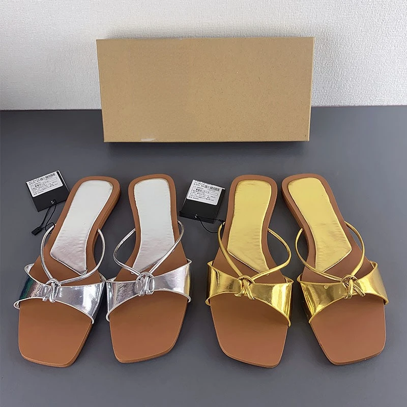 

Korean Sandali Donna Femme Summer Slides Style Gold Flat Women's Sandals for Ladies