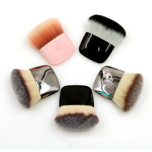 

Private Label Single Loose Powder Brush Large Flat Blush Brush, Black, silver