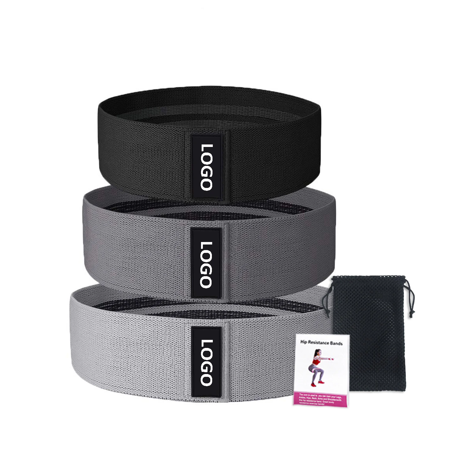 

Black Grey Dark Unisex Fabric Strong Resistance Band Custom Logo Elastic Exercises Gym for Fitness Supplier Sports Loop Bulk, Black, dark grey, grey