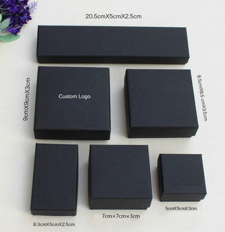 

Wholesale custom logo luxury black packaging paper jewelry gift box for ring earring box