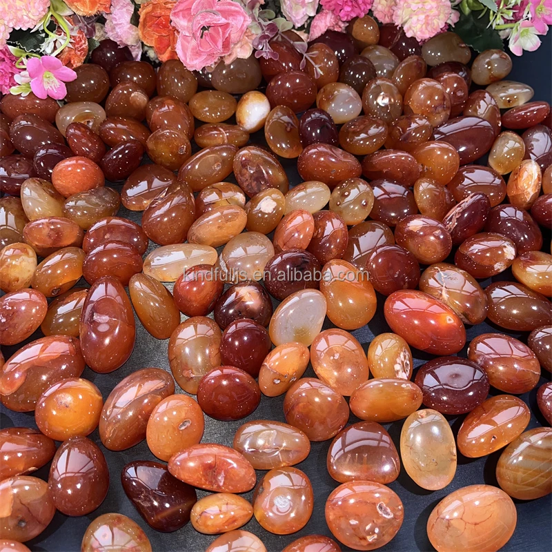Red Agate Crystal Gravel Stone Healing Carnelian Tumbled Stone for Home Decoration