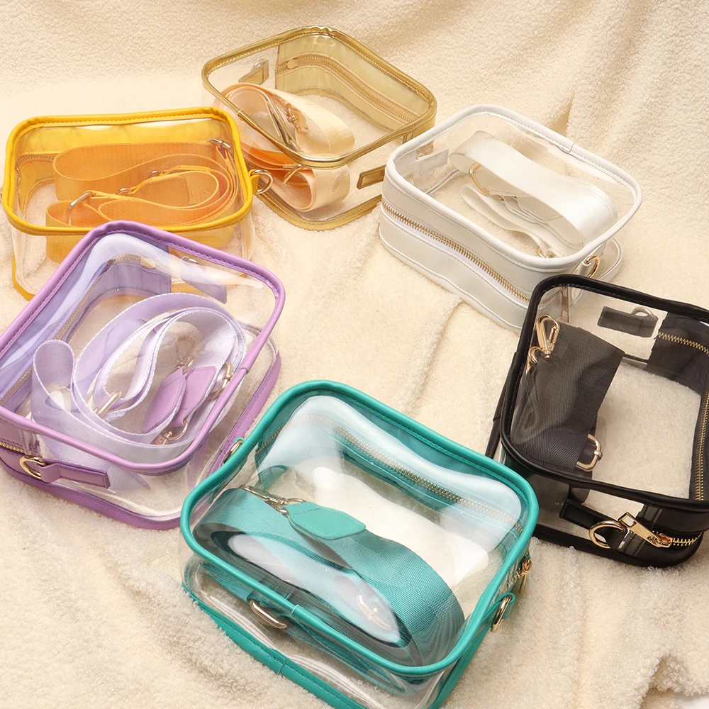 

Wholesale Transparent PVC Strap Game Day Stadium Approved Jelly Clear Bag Crossbody Bag Women's Messenger Bags