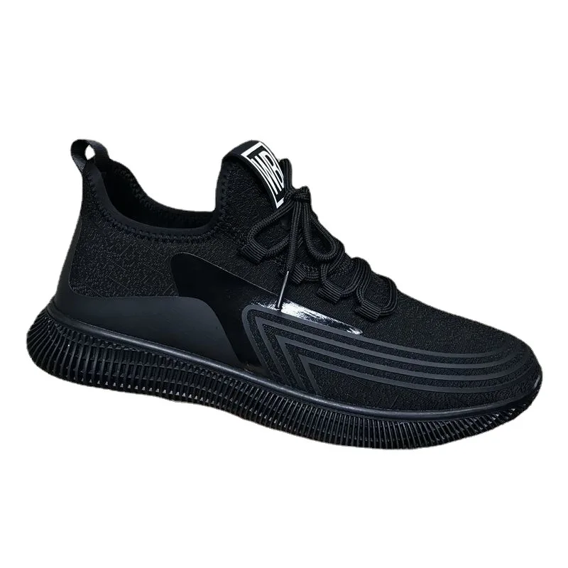 

wholesale low price promotional trendy trend spring mesh fabric breathable black logo custom sneakers