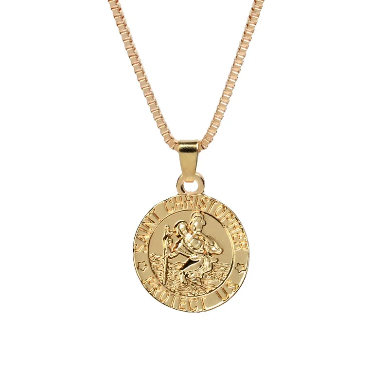 

Christian Souvenir Saint St Christopher Necklace, Silver, gold