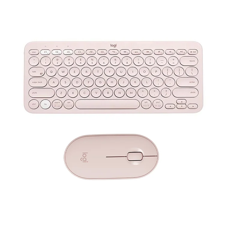 

Gaming Keyboard + Pebble Mouse Mini For Logitech Linefriends multi devicd set wireless keyboard and mouse teclado K380, White pink blue black red