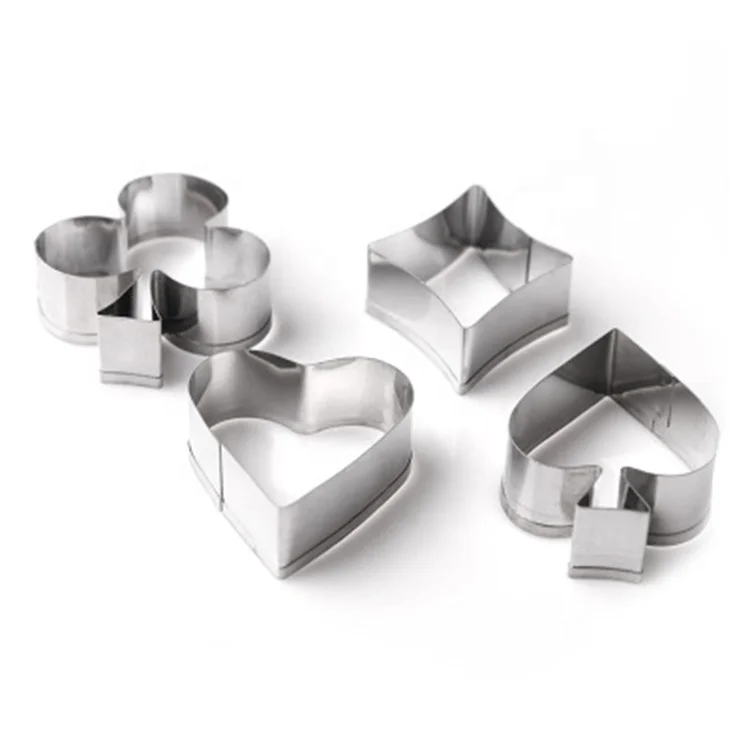 
New design 4pcs Stainless steel poker style vegetable cutter mold Cookie cutter mold set 
