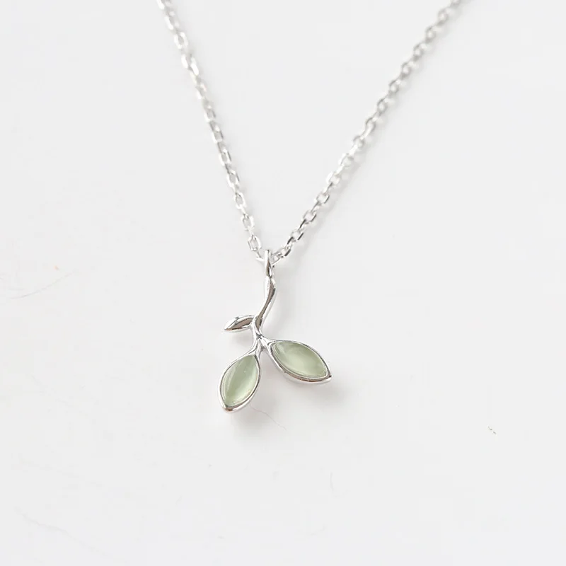 New Arrivals 925 Sterling Silver Green Leaves Necklaces Pendants For Women Hot Fashion jewelry