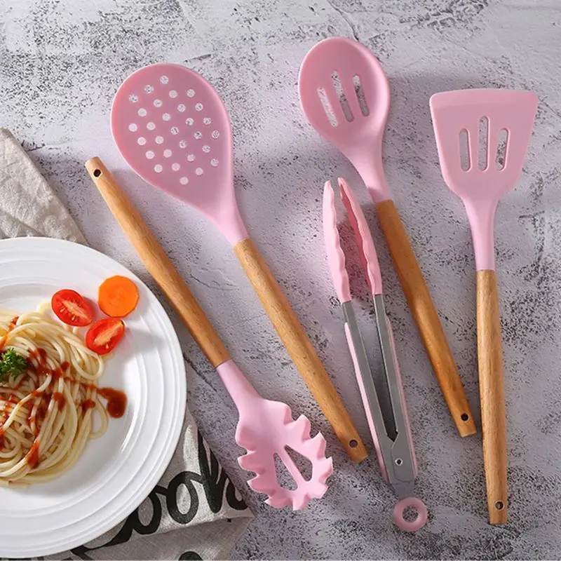 

Hot selling Eco Friendly Heat Resistant Non-Stick Kitchenware Cooking Silicone Kitchen Utensil Set