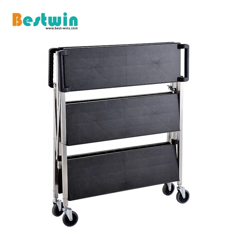 Collapsible Plastic Restaurant Serving Heavy Duty Folding Utility Cart
