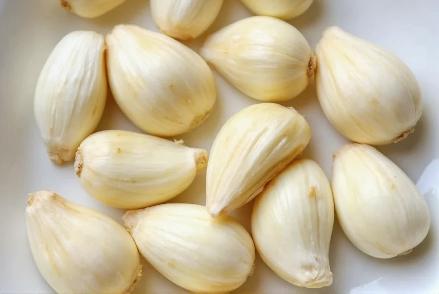 Comparison chart showing fresh garlic cloves next to various garlic products with equivalent measurements
