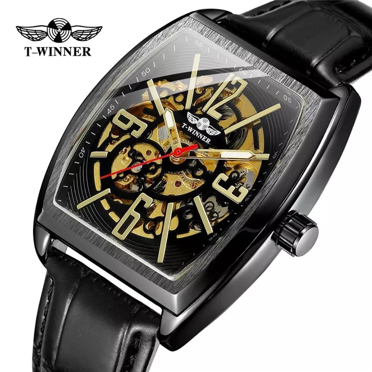 

WINNER AW8199 Men Mechanical Watch Top Brand Luxury Automatic Watch Leather Waterproof Sports Moon Phase Wristwatch