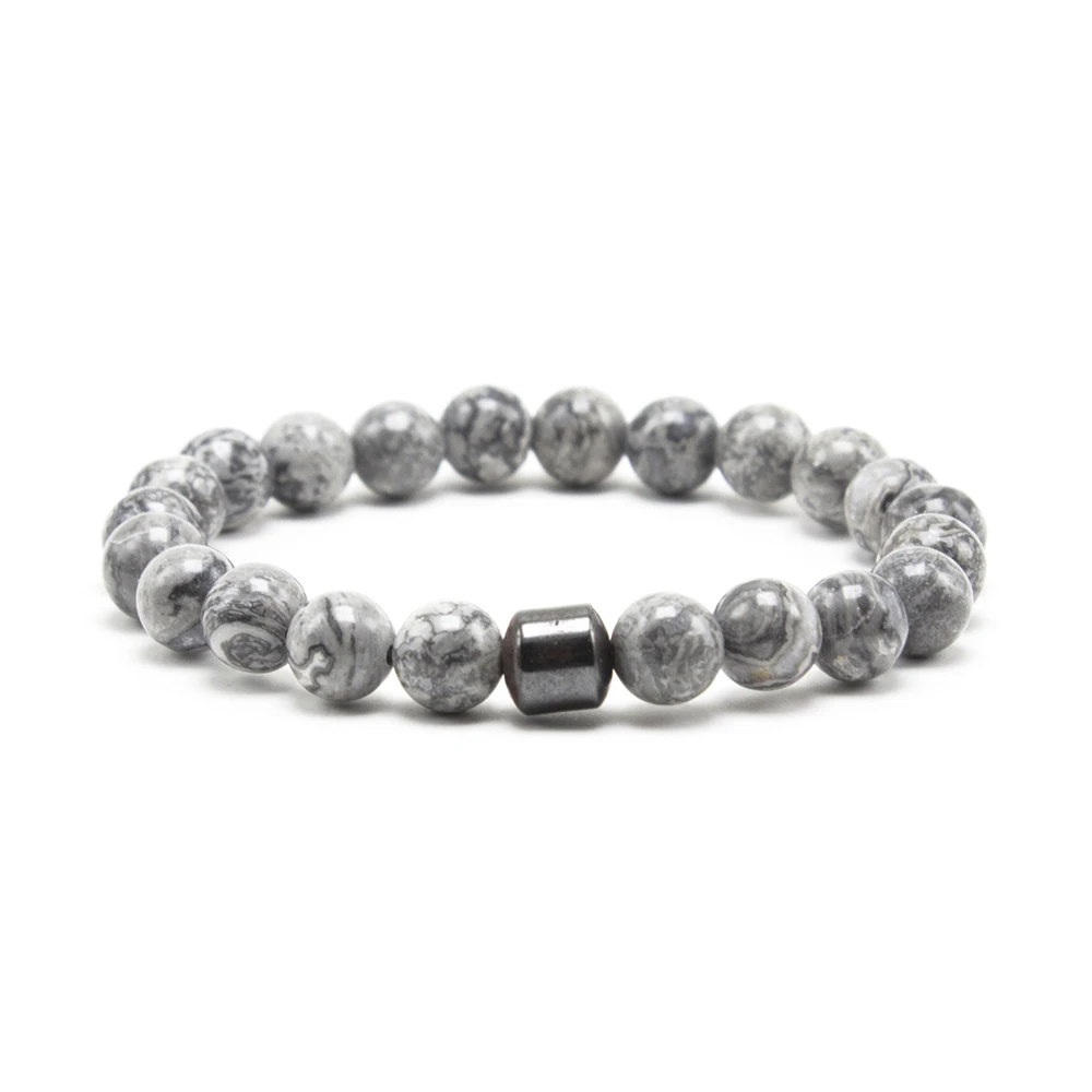

Hot Selling Wholesale Custom 8mm Magnet Beads Stretch Natural Stone Bead Bracelet