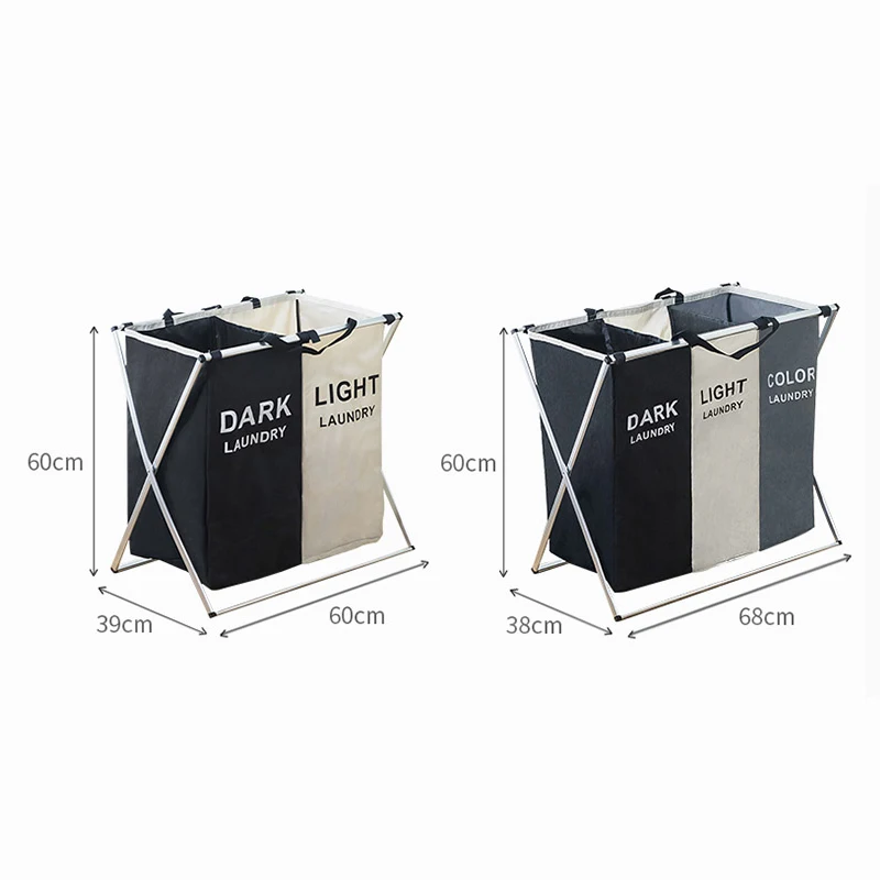 

Dirty Clothes Storage Basket Three Grid Organizer Basket Collapsible Large Laundry Hamper Waterproof Home Laundry Basket