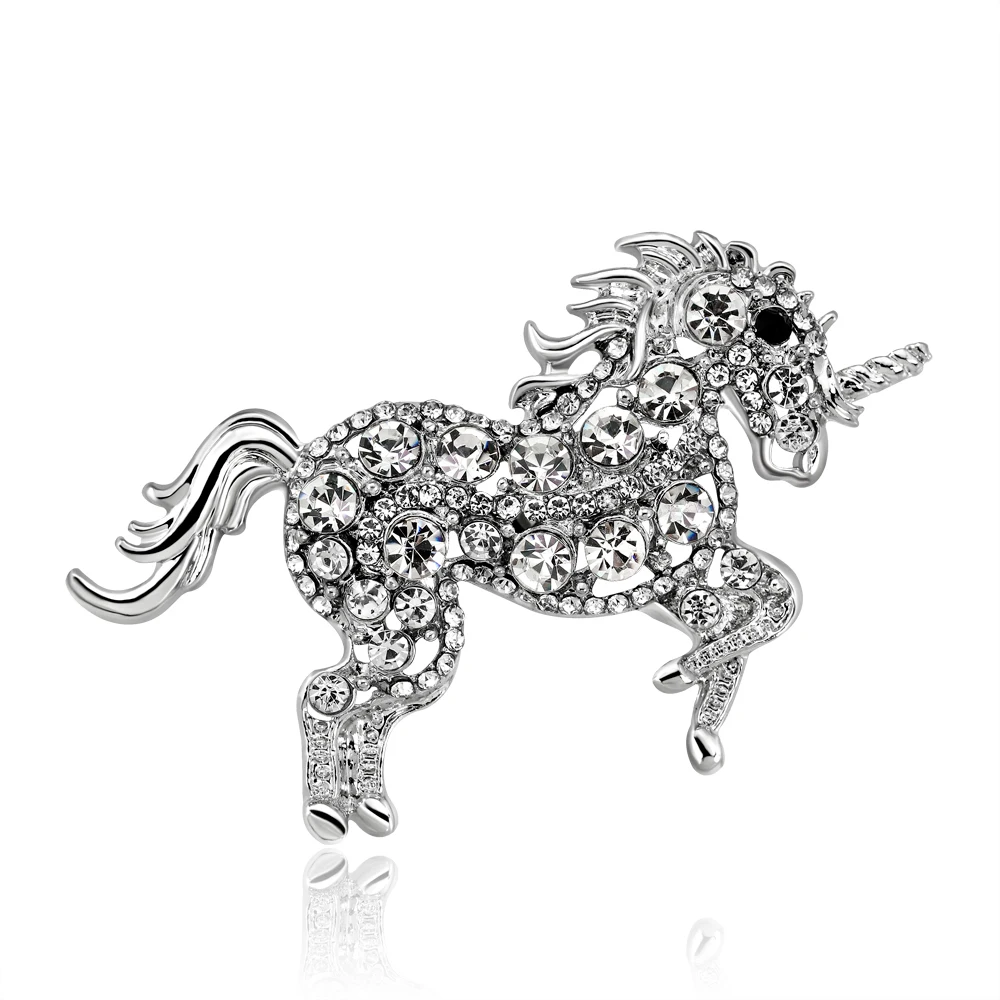 

Retro Clothing Accessories Cartoon Colorful Crystal Rhinestone Unicorn Brooch