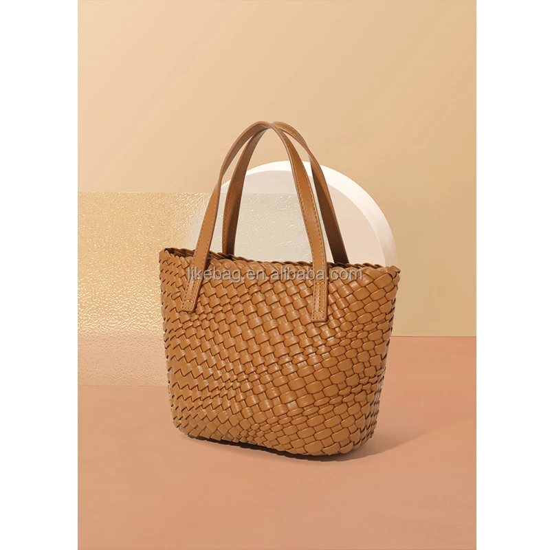 

LIKEBAG fashion simple luxury double sided woven PU Leather ladies shoulder portable messenger bag handbag for women