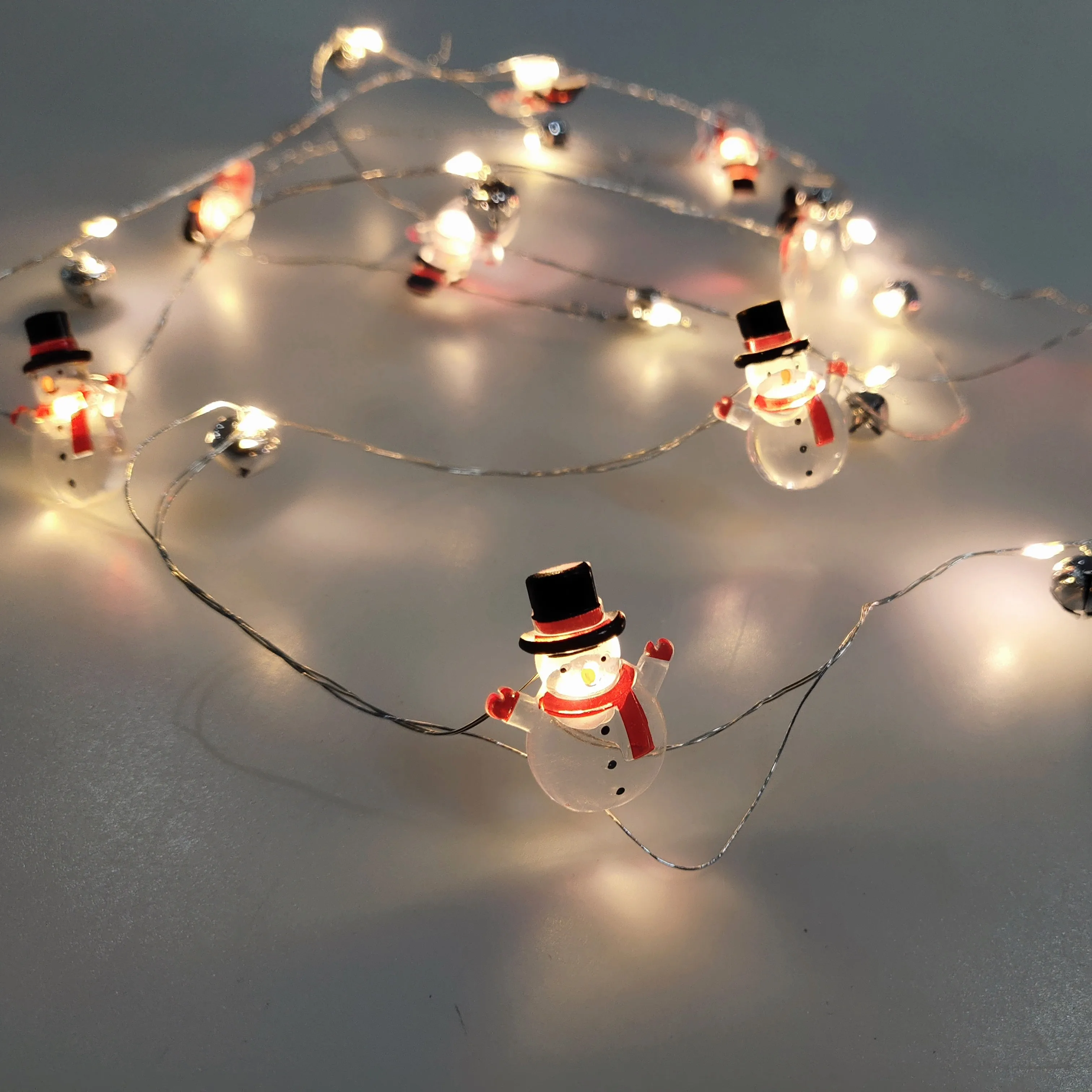 Bolylight  2020 new style 20L MINI 2*AA Battery snowman with Silver bells Christmas Tree light LED String Light