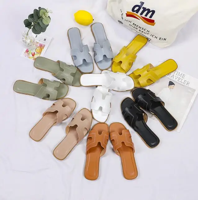 

wholesale cheap H style flat slippers for women fashion sandals