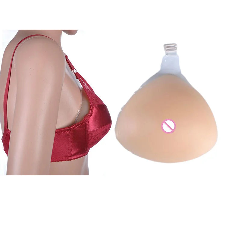 

URCHOICE Hooked triangle postoperative false boobs fit with bra Tits Enhancer Silicone Artificial fake breast pad implant, Skin color (no areola )