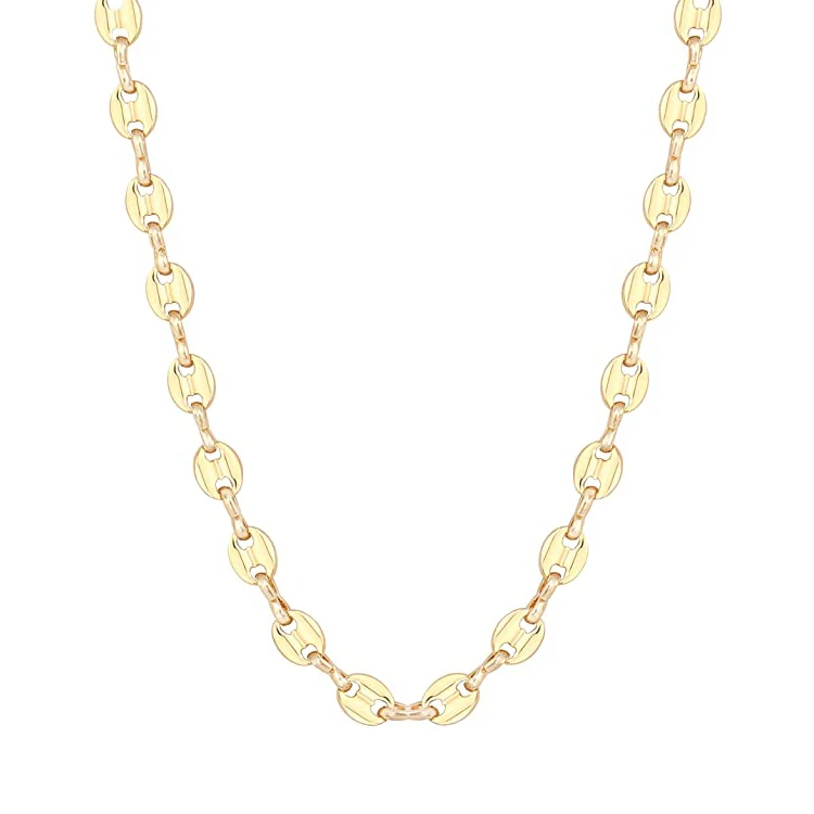 

Snake Chain Choker Thick 5MM Flat Herringbone Link Necklace, Silver