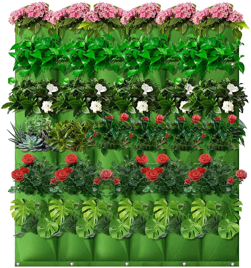 

Outdoor Portable Garden Wall Hanging Green Eco-Friendly Felt Plant Grow Bag for potted plants, Customized color