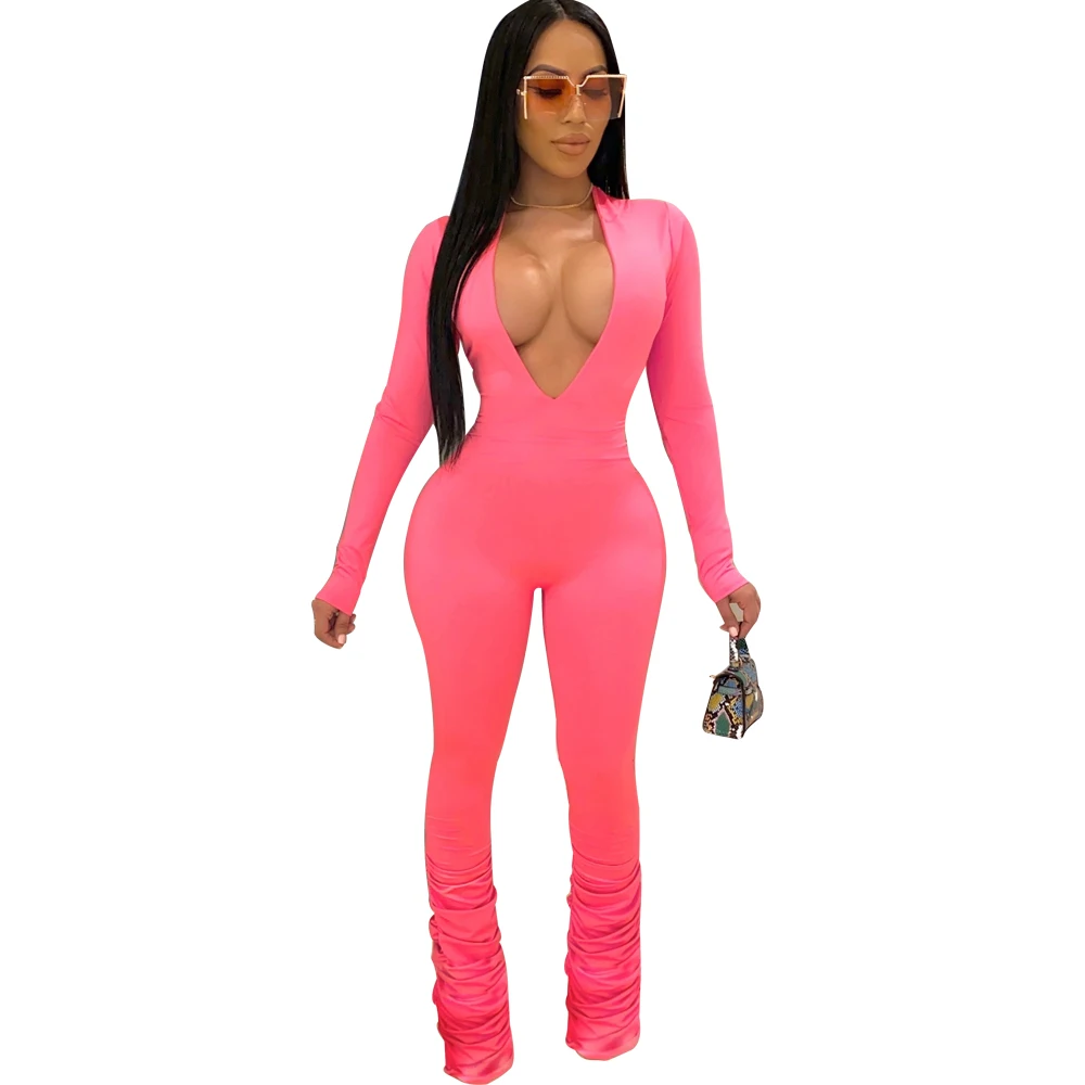 

Wholesale Plus Size Sexy jumpsuit Long stacked pants Dress Women Clothing