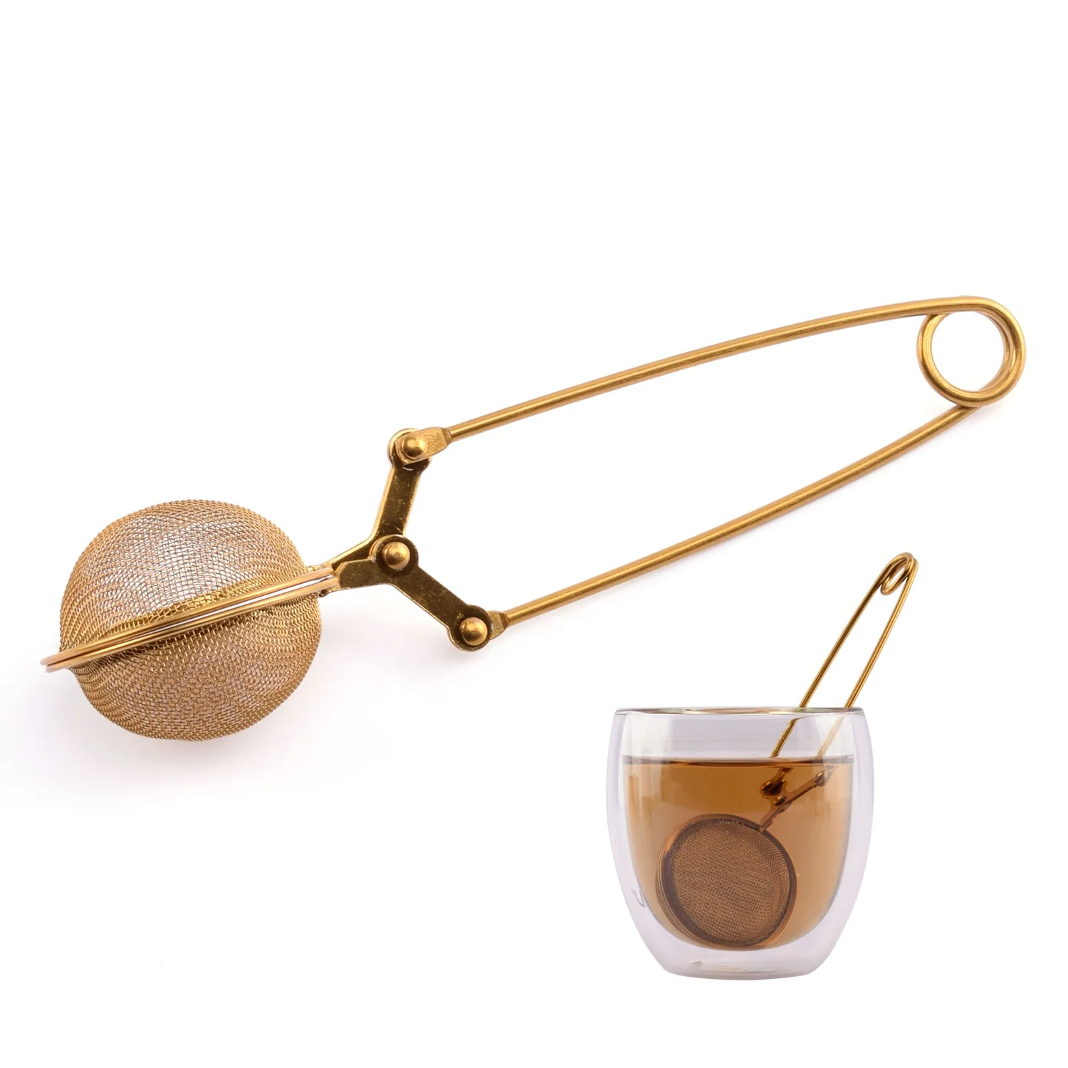 

Factory Wholesale High Quality Gold Mesh Stainless Steel Tea Infuser