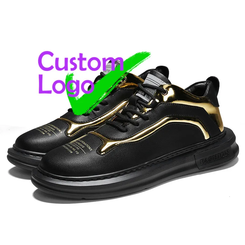 

Lacing Noir Men Shoes Fashione 2020 Leather Luxury Quality thick soles Pria Personnalisee Leather Casual Shoes School Tendances