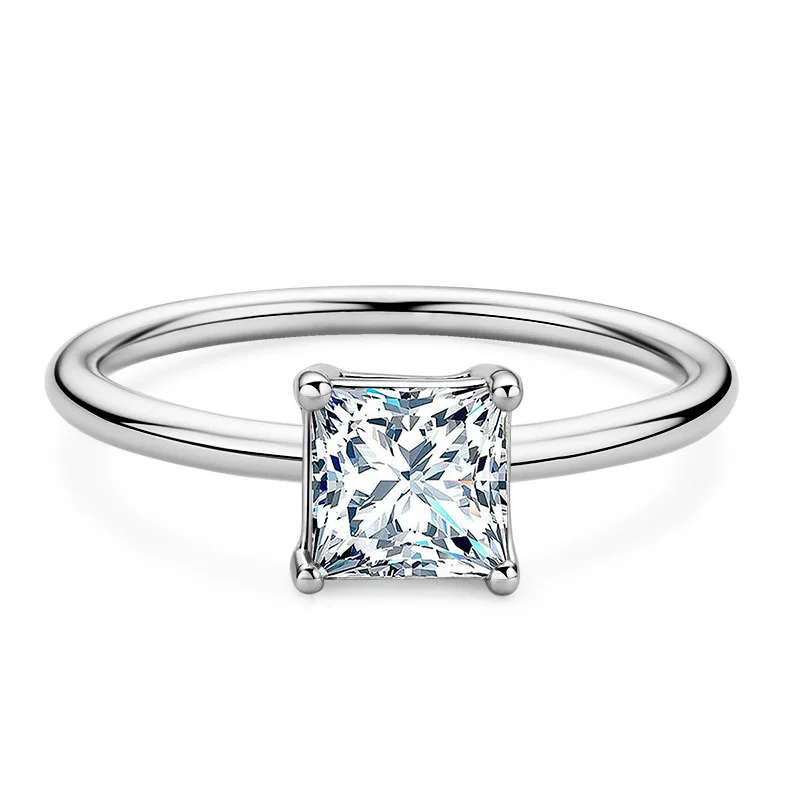 

1 carat princesses cut four claws moissanite d color diamond ring