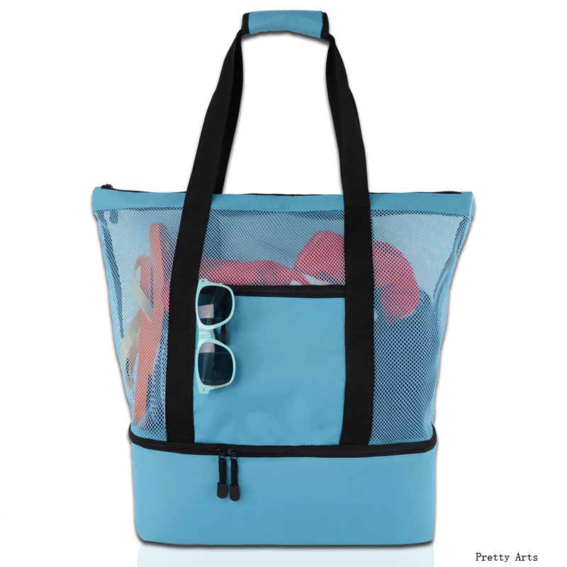 

Custom Logo Insulated Tote Mesh Cloth Waterproof Beach Bag