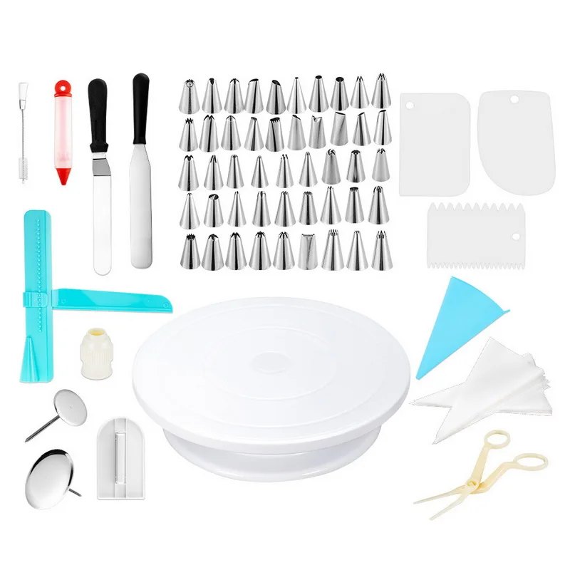 

164 sets yiwu china cheap good quality decorating tip bakery tools cake turntable set wholesale, As picture