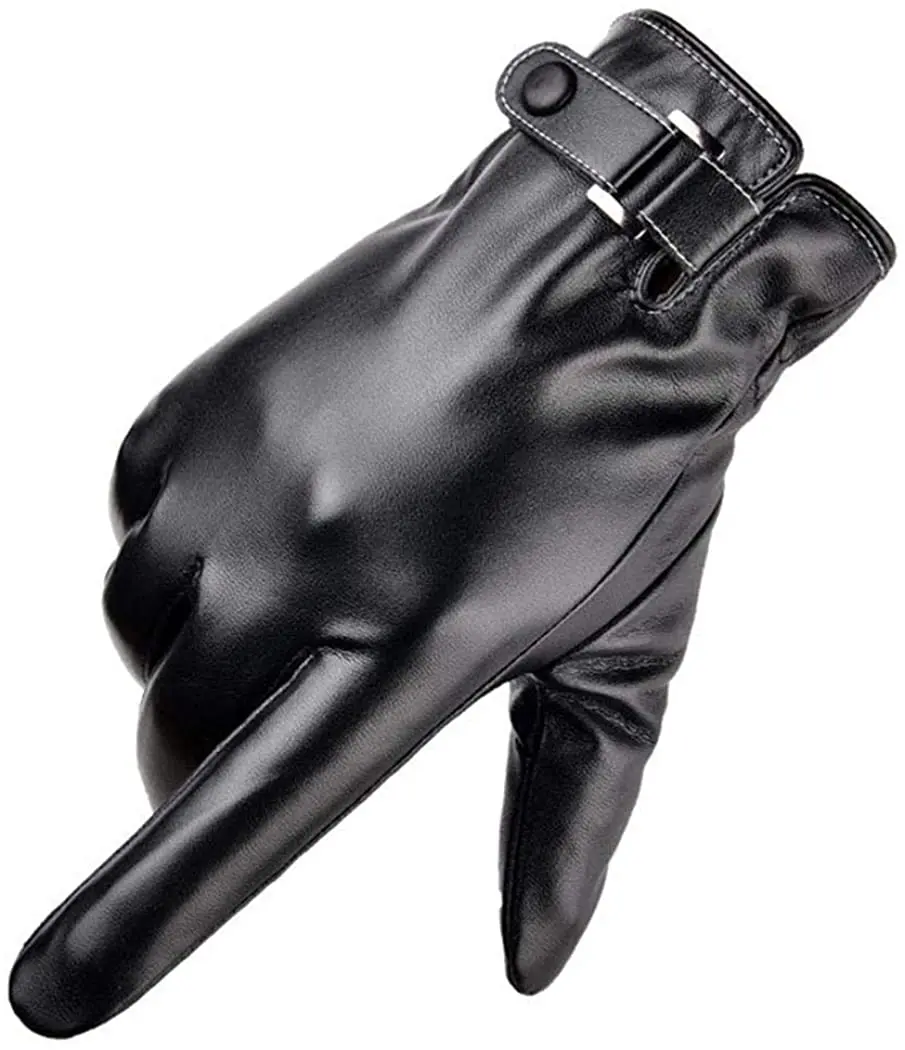 
Hot sale Touch Screen Artificial Leather Winter Warm Thicken full finger Gloves for men 