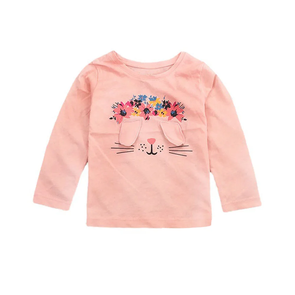 

Mudkingdom Kids New Boutique Autumn Baby Girl Solid Color Cotton T-shirt Newborn Long Sleeve Peach Tops Baby Cute lothes