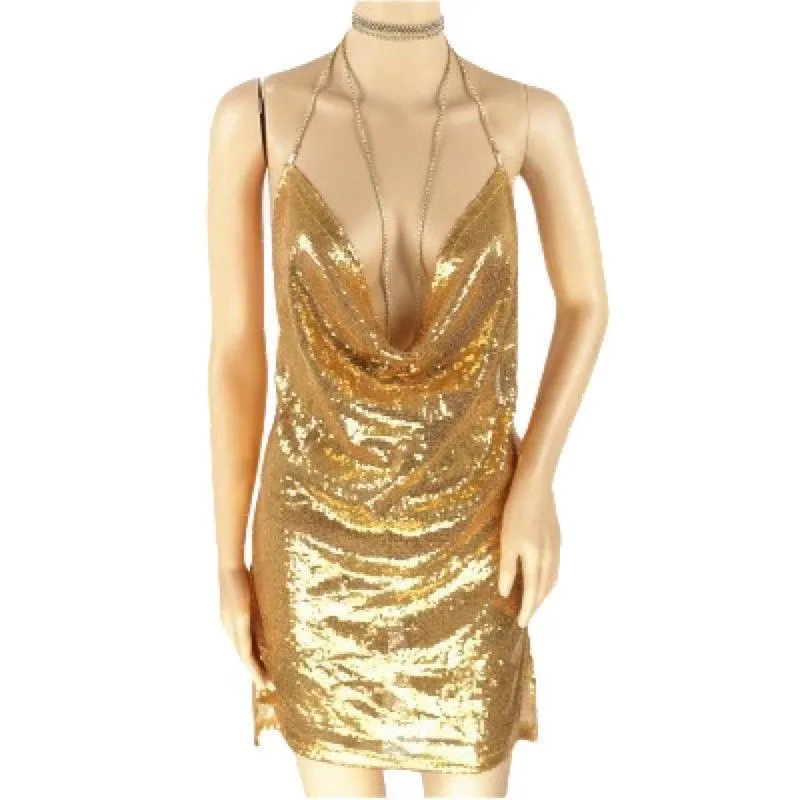 

2021 popular eBay express hot selling sexy nightclub glittering beads low chest suspender backless Jumpsuit skirt