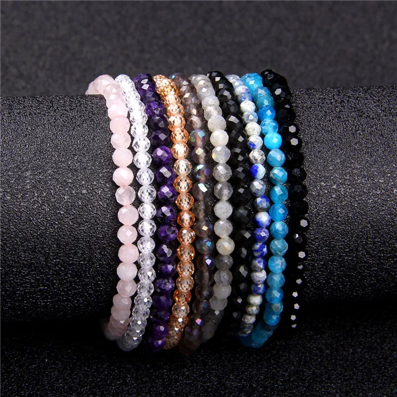 

Minimalist 4mm Natural Crystal Stone Obsidian Lapis Lazuli Beads Bracelets Energy Meditation Mala Bracelet for Women Men Jewelry