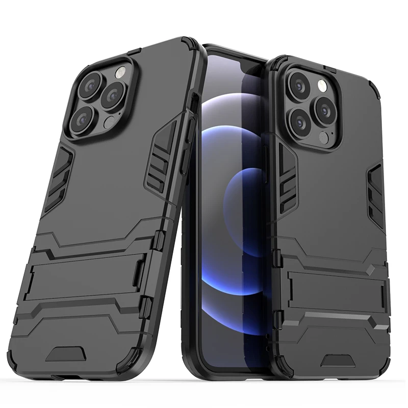 

TPU+PC Silicone Back Cover Shockproof Full Protection Phone Case with kickstand For iphone 13 pro max