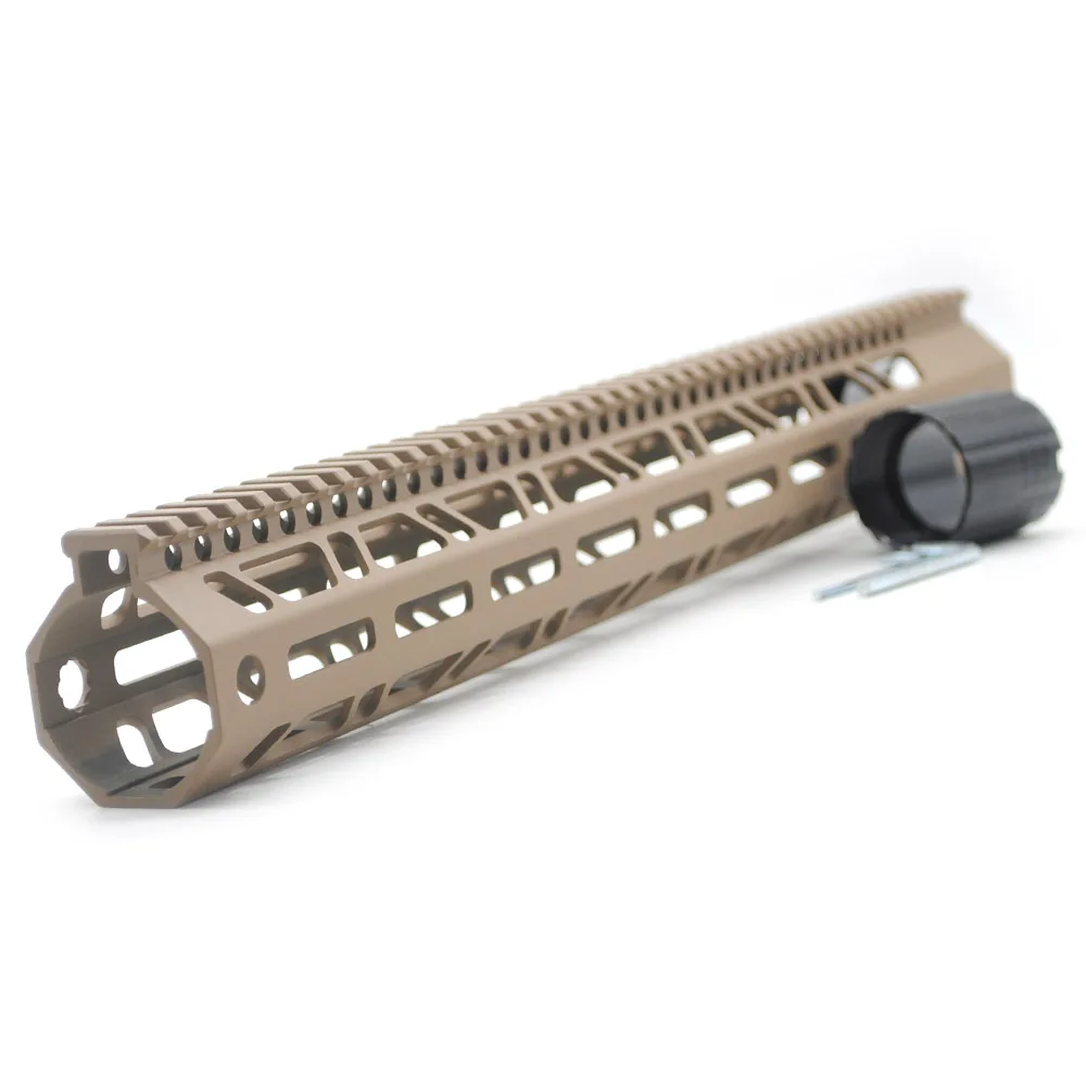 
New Clamp Style Low profile TAN/ FDE 17 inches .308/7.62 LR_308 DPMS M-LOK Rail Mount System Ultra slim Free Float Handguard 