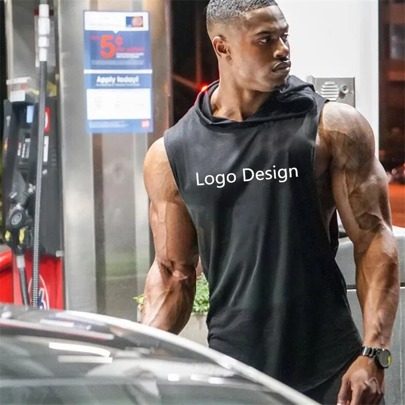 

Hot Mens Workout Hooded Tank Tops Bodybuilding Stringer Muscle T Shirt Sleeveless Gym Hoodies, Black/gray/white/blue/red/