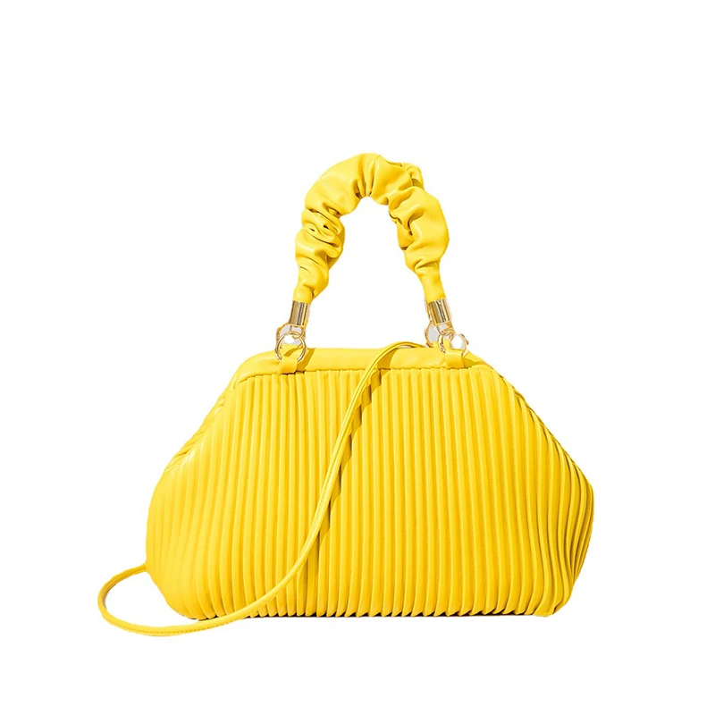 

New European Soft Leather Fold Bag Handbag Fashion Simple Shoulder Bag Underarm Bag