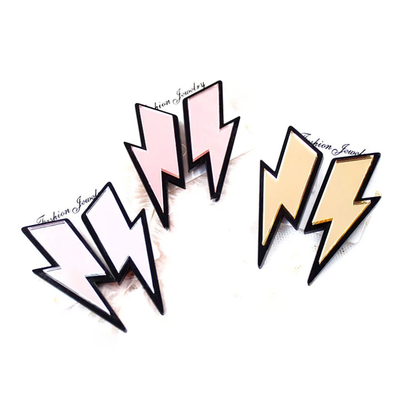 

HP014 -55mm Lightning Earrings Rose Gold Mirror Acrylic Lightning Bolt Earrings