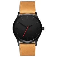 

Cheap Big Dial Simple Casual PU Leather Wristwatch Customized Logo Mens Quartz Watch Reloj