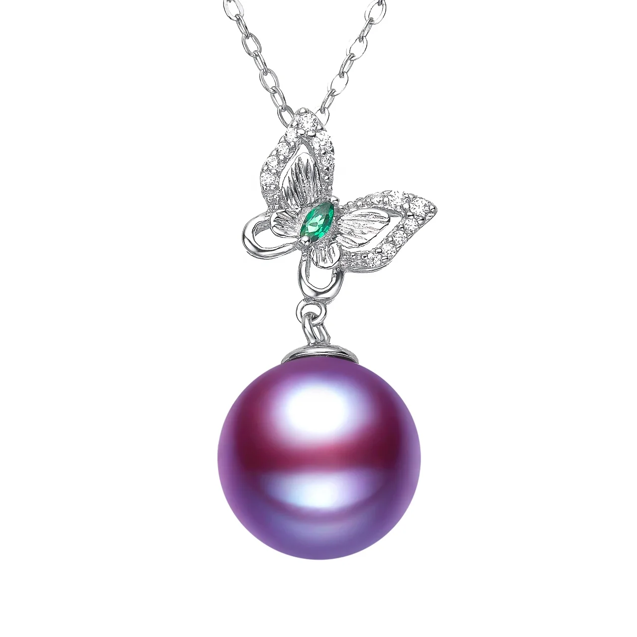 

Unusual Design Butterfly Shape Silver Pearl Necklace Suitable For All People Daily Everyones Dream Pearls Jewelry