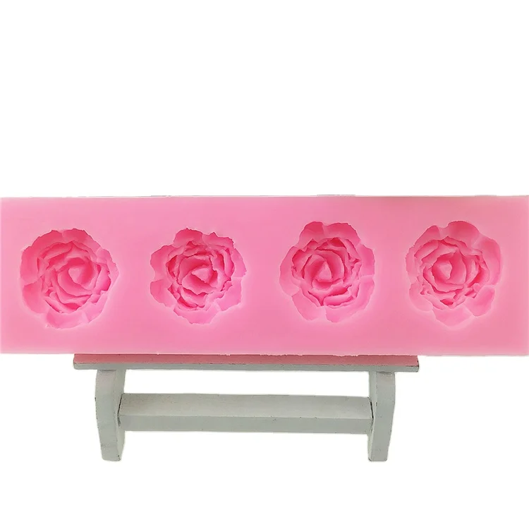 

Cheap and high quality rose flower shape soft candy mold 3d silicon mold, Pink