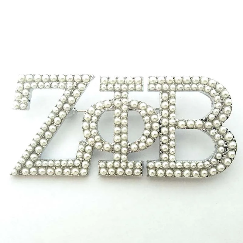 

Large Size Silver Two Layers Zeta Phi Beta Pearl Brooch, As pictures show