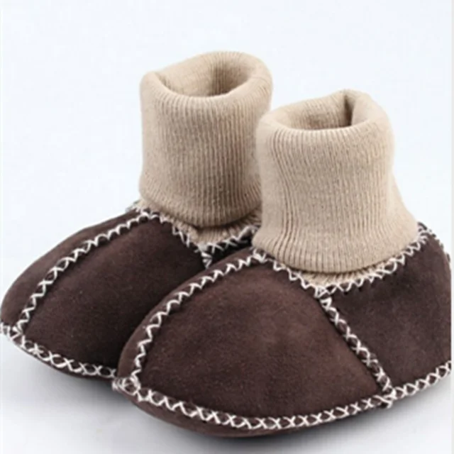 
Fashion newborn soft sole plush warm baby shoe genuine sheepskin baby sock shoes boot 