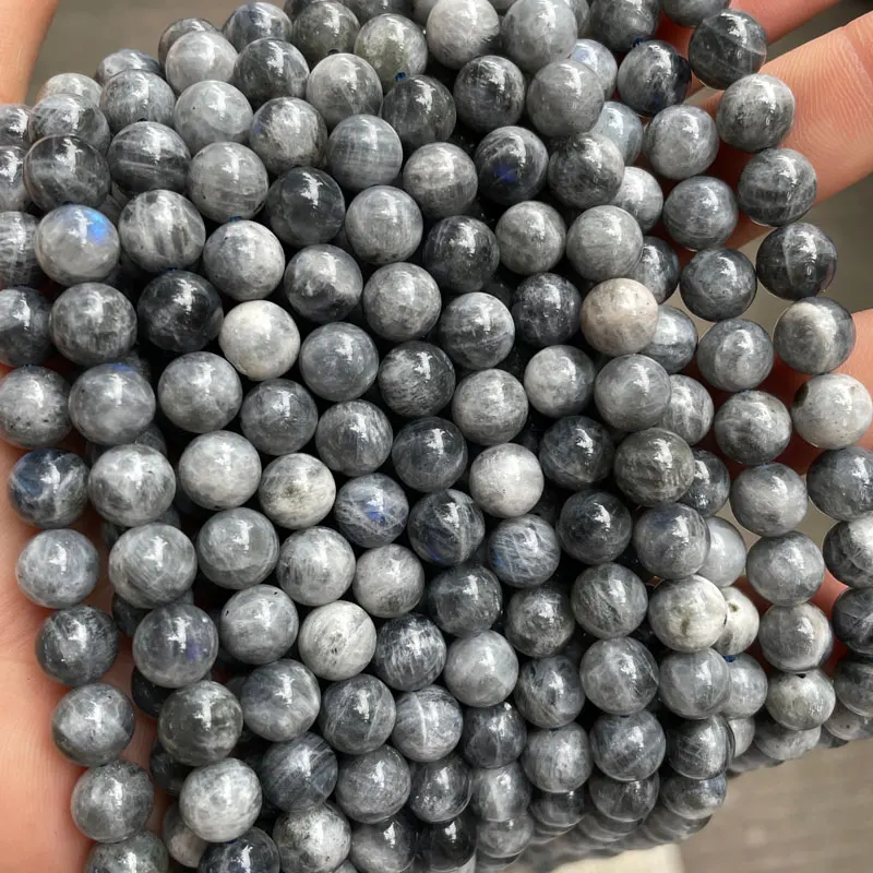 

2021 New Arrival Natural Grey Black Dream Labradorite Stone Beads 4/6/8/10/12mm Round Loose Gemstone Beads For Jewelry Making, Grey as picture
